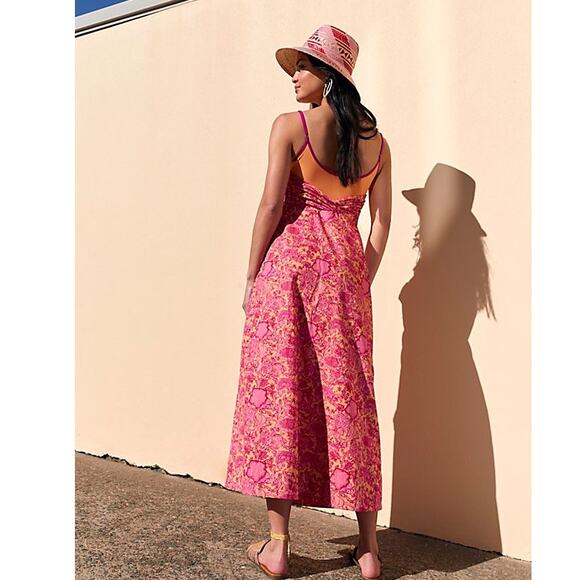 New Free People Ruby's Sweetheart Midi Dress $148 SIZE 2 Red Berry Floral - Picture 3 of 8